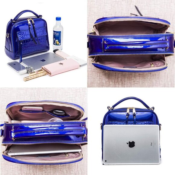 Women Patent Leather Handbag and Purses PU Satchels Shoulder Bags Crossbody Bags - Picture 3 of 7